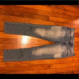 Distressed light wash jeans